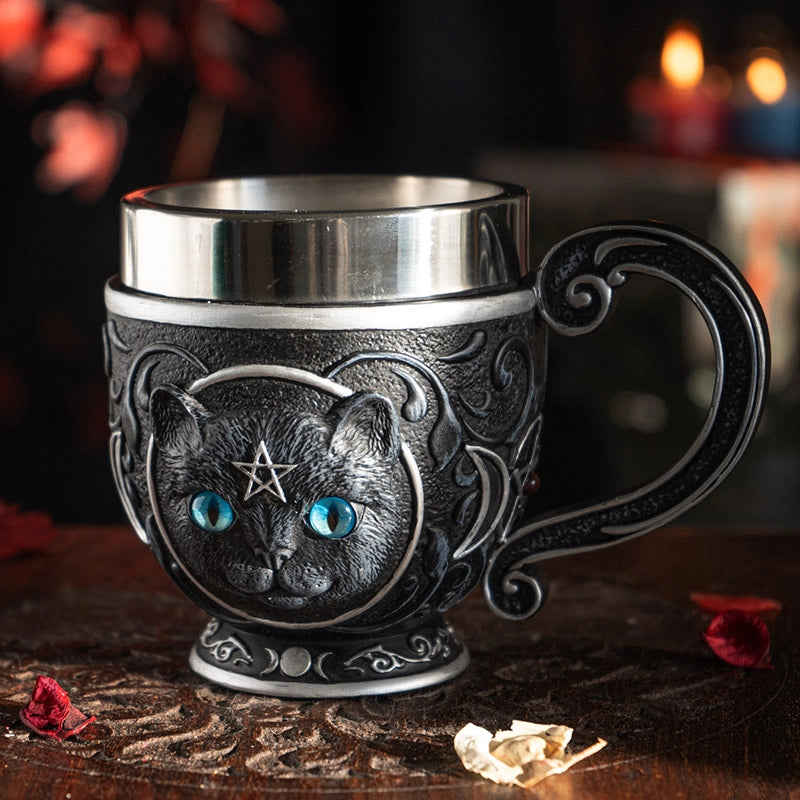 Tasse à thé "Chat noir mystique"